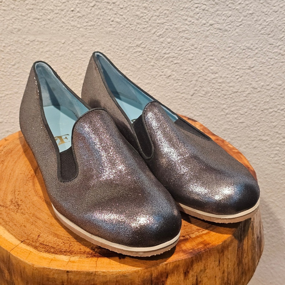 Fiel Metallic Gunmetal Shimmer Slip On Loafers Women‎ Size 9.5 Crepe Sole